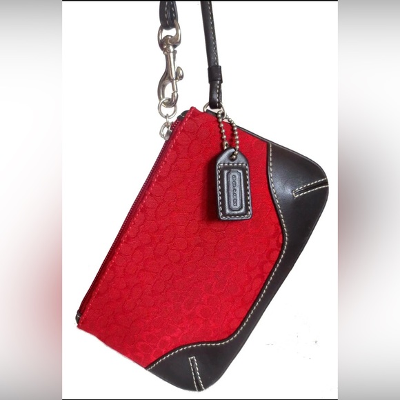Vtg Coach Soho Red Logo Wristlet Mini Tote Purse Cosmetic Bag Wallet+Hangtag - Picture 2 of 11